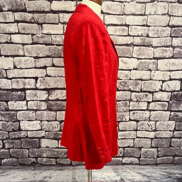 Liz Claiborne Red Double Breasted Long Sleeve Jacket Size 6 - Picture 8 of 10